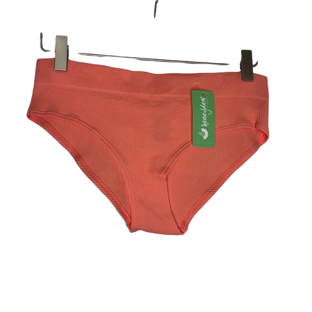 Honeydew Women's Seamless Thongs Ribbed Breathable Underwear Orange Size M